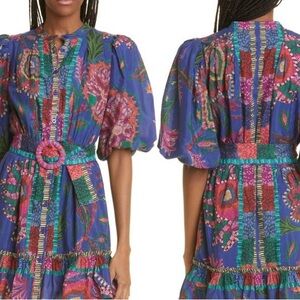 Dresspy colorful dress with rattan belt